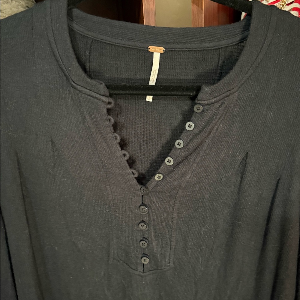 Free People Black Button-Down Blouse